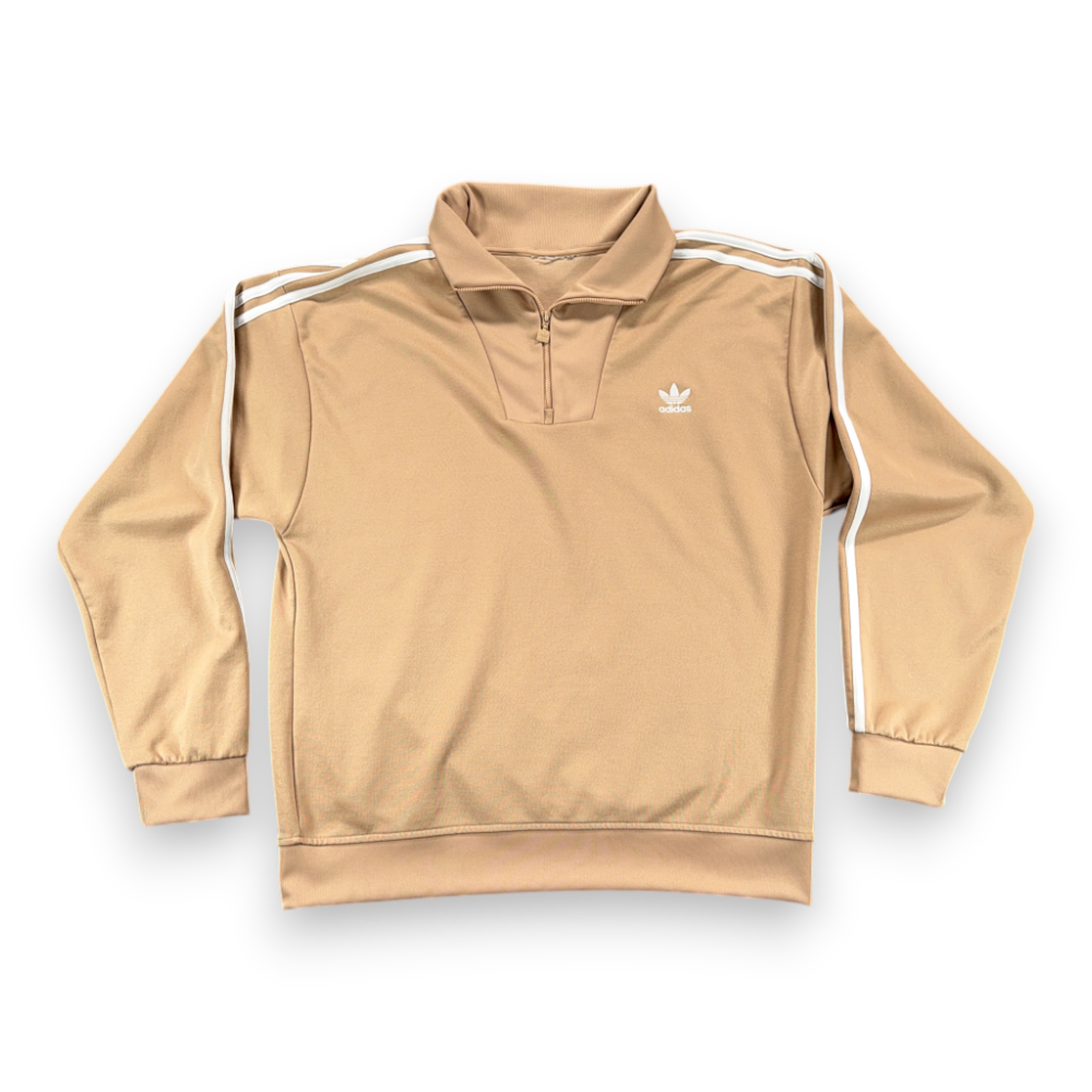 Vintage Adidas Jacket Adult Large Brown Quarter Zip Track Pullover Trefoil 80s